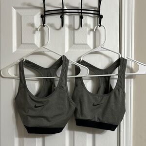 2 Nike Gray Dri Fit Sports Bras with Black Trim